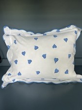 Fronha vieira boudoir azul vintage D.Portault Coeurs, etiqueta original, furos comprar usado  Enviando para Brazil