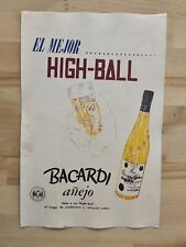 RARO BACARDI BAT RUM HIGH-BALL PAPELÃO PAREDE PUBLICIDADE DÉCADA DE 1950 VINTAGE ORIGINAL comprar usado  Enviando para Brazil