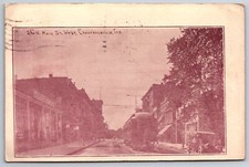 Używany, Crawfordsville Indiana ~ North Main Street West ~ Zakupy w centrum ~ 1914 Pocztówka na sprzedaż  Wysyłka do Poland