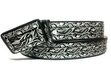 CINTO CHARRO BORDADO HILO PLATEADO. CINTO WESTERN MASCULINO. CINTO DE COURO VAQUERO comprar usado  Enviando para Brazil