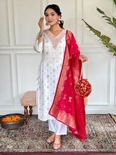 Túnica branca Salwar Kameez Kurti indiana paquistanesa vestido de festa Bollywood comprar usado  Enviando para Brazil