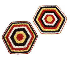 2 tapetes de área/cadeira hippie afegãos hexágono amarelo marrom laranja feitos à mão vintage dos anos 70  comprar usado  Enviando para Brazil