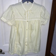 Jaqueta de dormir vintage Komar blusa pequena amarela manga folhada com botões, usado comprar usado  Enviando para Brazil
