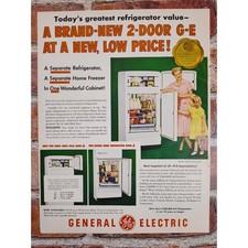 1950 GE Geladeira Dona de Casa Sorridente Mãe e Filha Anúncio Impresso Antigo comprar usado  Enviando para Brazil