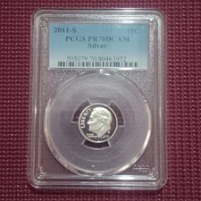 Usado, Moeda de dez centavos de prata 2011 S 10C Roosevelt PCGS PR70DCAM comprar usado  Enviando para Brazil