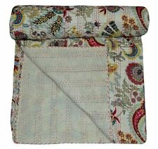 Colcha dupla Art Kantha feita à mão floral cobertor reversível algodão boêmio lance comprar usado  Enviando para Brazil