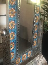 Espelho pedestal martelado Talavera azulejo mexicano perfurado floral comprar usado  Enviando para Brazil