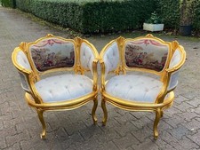 Conjunto de Cadeiras Francesas Luís XVI Vintage 1960 Folha de Ouro Veludo Corbeille Bergere comprar usado  Enviando para Brazil