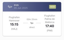 Flugtickets hannover palma gebraucht kaufen  Sarstedt
