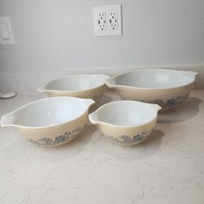 Tigela de Mistura Antiga Pyrex Homestead Cinderella Nesting 4ct Pyrex 444 443 442 & 441, usado comprar usado  Enviando para Brazil