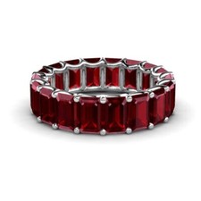 Anel de banda granada corte esmeralda 6x4mm eternidade completa folheado a ródio comprar usado  Enviando para Brazil