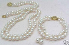 Conjunto de brincos e pulseira colar de pérolas com concha cultivada branca 8 mm 2 fileiras comprar usado  Enviando para Brazil