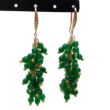 Brincos femininos de jade verde com gancho de gota longa brincos de casamento comprar usado  Enviando para Brazil