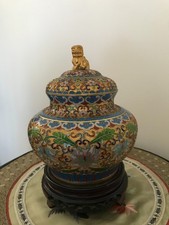 CLOISONNE VASE POTICHE POT FOO BRONZE EMAUX CHAMPLEVE CHINE CHINOIS ASIATIQUE comprar usado  Enviando para Brazil