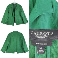 Blazer Talbots de linho irlandês feminino tamanho XL jaqueta frontal aberta verde comprar usado  Enviando para Brazil