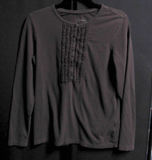 Camiseta corpete LLBEAN MARROM ESCURO MANGA LONGA BABADO TAMANHO PEQUENO comprar usado  Enviando para Brazil