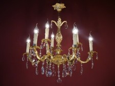 LUSTRE ANTIGO ANTIGO BRONZE OURO BRONZE CRISTAL VIDRO Ø 26" LUMINÁRIAS comprar usado  Enviando para Brazil