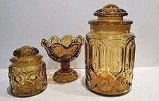 Le Smith Âmbar Lua e Estrelas Pedestal de Vidro Frasco de Doces e Biscoitos com Tampa Leia! comprar usado  Enviando para Brazil