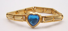 PULSEIRA ELÁSTICA VINTAGE INFANTIL TOM DOURADO CORAÇÃO PEDRA AZUL comprar usado  Enviando para Brazil