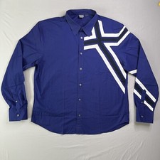 Camisa masculina Armani Exchange X-Grande azul branca slim fit clássica botão para cima *Leia comprar usado  Enviando para Brazil