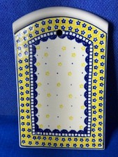 Placa de parede de cerâmica polonesa Boleslawiec rebite azul amarelo floral feita à mão, usado comprar usado  Enviando para Brazil
