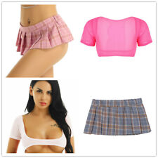 Mini saia plissada xadrez feminina transparente cosplay lingerie comprar usado  Enviando para Brazil