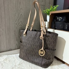 Bolsa tote Michael Kors grande Jet Signature bolso de pressão marrom tom dourado comprar usado  Enviando para Brazil
