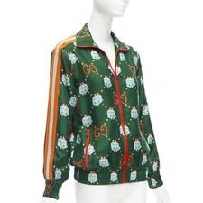 Jaqueta GUCCI 2023 Pikarar GG logotipo monograma verde laranja seda pista XXS comprar usado  Enviando para Brazil