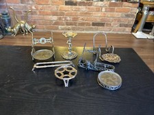 Lote 6 Pequeños Soportes de Pluma de Tintero Tonificado Dorado Metal Ornamentado De Colección Artículos de Escritorio segunda mano  Embacar hacia Mexico