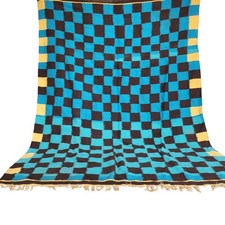 Tapete berbere marroquino vintage tecido à mão quadriculado azul tapete Boujaad Kilim comprar usado  Enviando para Brazil