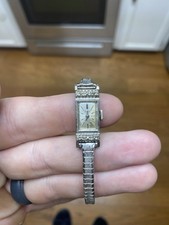 Relógio feminino vintage ELGIN ouro branco 10K + diamantes comprar usado  Enviando para Brazil