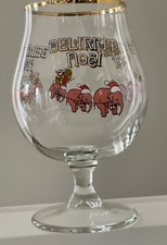 Copo de cerveja Delirium Noel rosa elefante tulipa belga aro dourado Bélgica comprar usado  Enviando para Brazil