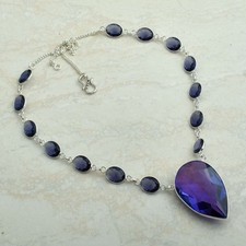 Colar de pedra preciosa de ametista étnica feito à mão joia 19 gms AN 93613 comprar usado  Enviando para Brazil