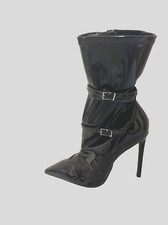Botas de tornozelo Schutz PAULENE preto patente elástica biqueira pontiaguda stiletto 6.5 comprar usado  Enviando para Brazil
