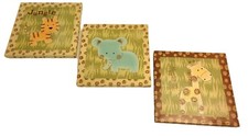 Decoração de quarto de bebê tema selva elefante tigre girafa conjunto com 3 fotos, usado comprar usado  Enviando para Brazil