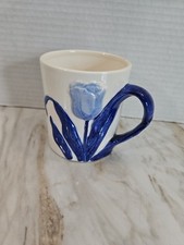 Caneca floral vintage Delft azul café 3D xícara de tulipa figurativa alça pintada à mão comprar usado  Enviando para Brazil