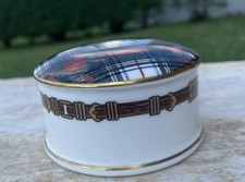 VINTAGE 1989 RALPH LAUREN WEDGWOOD "STEWART TARTAN" OSSO PORCELANA CAIXA DE BUGIGANGAS COM TAMPA comprar usado  Enviando para Brazil