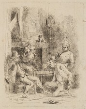 A. MERLIN (19.Jhd), Bäuerlicher Streit im Interieur,  1867, Radierung Romantik comprar usado  Enviando para Brazil