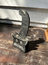 Placa de fósforo segura arte popular gato preto pintada primitiva campo Halloween gatinho, usado comprar usado  Enviando para Brazil