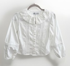 Camisa ZARA feminina renda colarinho ilhós top francês vintage inspiração manga longa 11-12 comprar usado  Enviando para Brazil