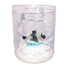 Decoração de bolo de casamento vintage vidro soprado duplo coração e cisnes flor de seda roxa A+💍, usado comprar usado  Enviando para Brazil