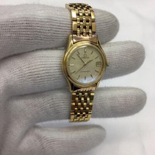 Omega Seamaster data quartzo mostrador dourado relógio feminino analógico funcionando usado comprar usado  Enviando para Brazil