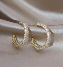 Gold bamboo earrings for sale  LEEDS