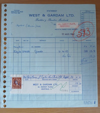 Original 1962 invoice for sale  YORK