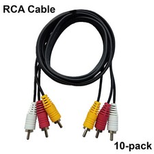 Pacote com 10 AV macho para macho 3 RCA cabo composto de áudio e vídeo preto (6 pés) comprar usado  Enviando para Brazil