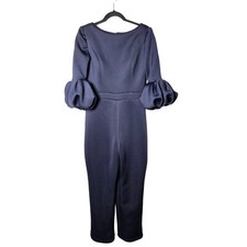 Macacão Jovani Feminino Azul Marinho Tamanho 10 Mangas Folhadas Formal Elegante Elástico comprar usado  Enviando para Brazil