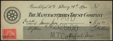 1889 R164p FABRICANTES CONFIANÇA Cheque Bancário NAVIO DE GUERRA Selo de Receita Fiscal Brooklyn comprar usado  Enviando para Brazil