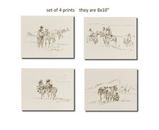Cowboy sketch print for sale  Addison
