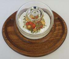 Tábua de queijo azulejo floral vintage retrô madeira de boa feita no Japão fabricante com tampa de vidro comprar usado  Enviando para Brazil