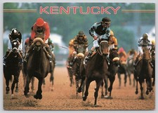 Cartão cênico Kentucky, corrida de cavalos, jóqueis, cromado não publicado 6 x 4 comprar usado  Enviando para Brazil